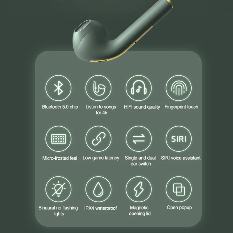 New TWS Bluetooth Headphones Stereo True Wireless Headphone Touch In Ear Handsfree Earphones Ear Buds For Mobile Phone enlarge