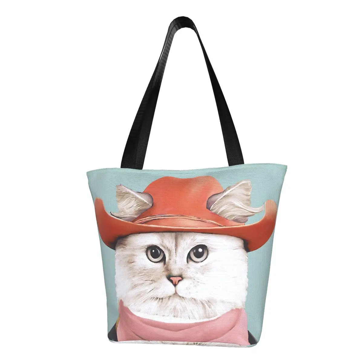 Rodeo Cat Polyester outdoor girl handbag, woman shopping bag, shoulder bag, canvas bag, gift bag