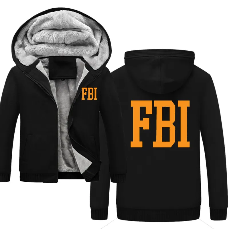 Мужские ФБР толстовки с принтом флисовые на молнии надписью Федерального бюро