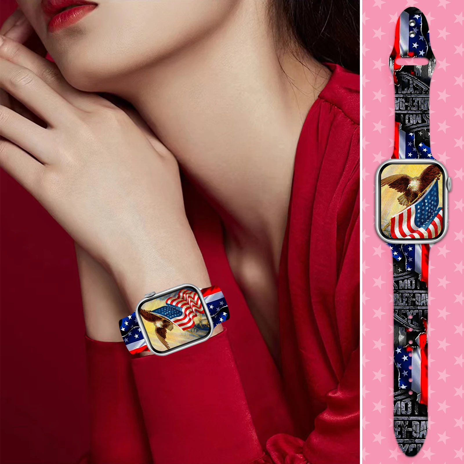 National Flag Silicone Strap for Apple Watch 8 7 6 SE 5 4 3 Band Soft Bracelet for iWatch 38mm 40mm 42mm 45mm Watchband