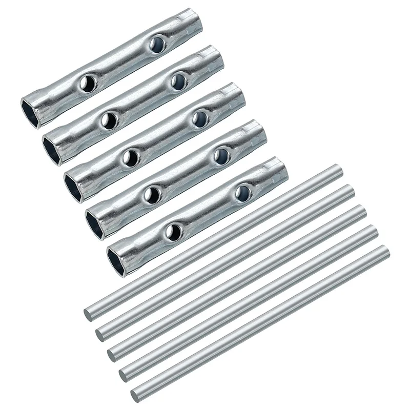 

5pcs Spark Plug Wrench 8-10mm Dual Ended Wrench Hex Socket Tool Spanner Set with Torque Bar Handle For Car Auto