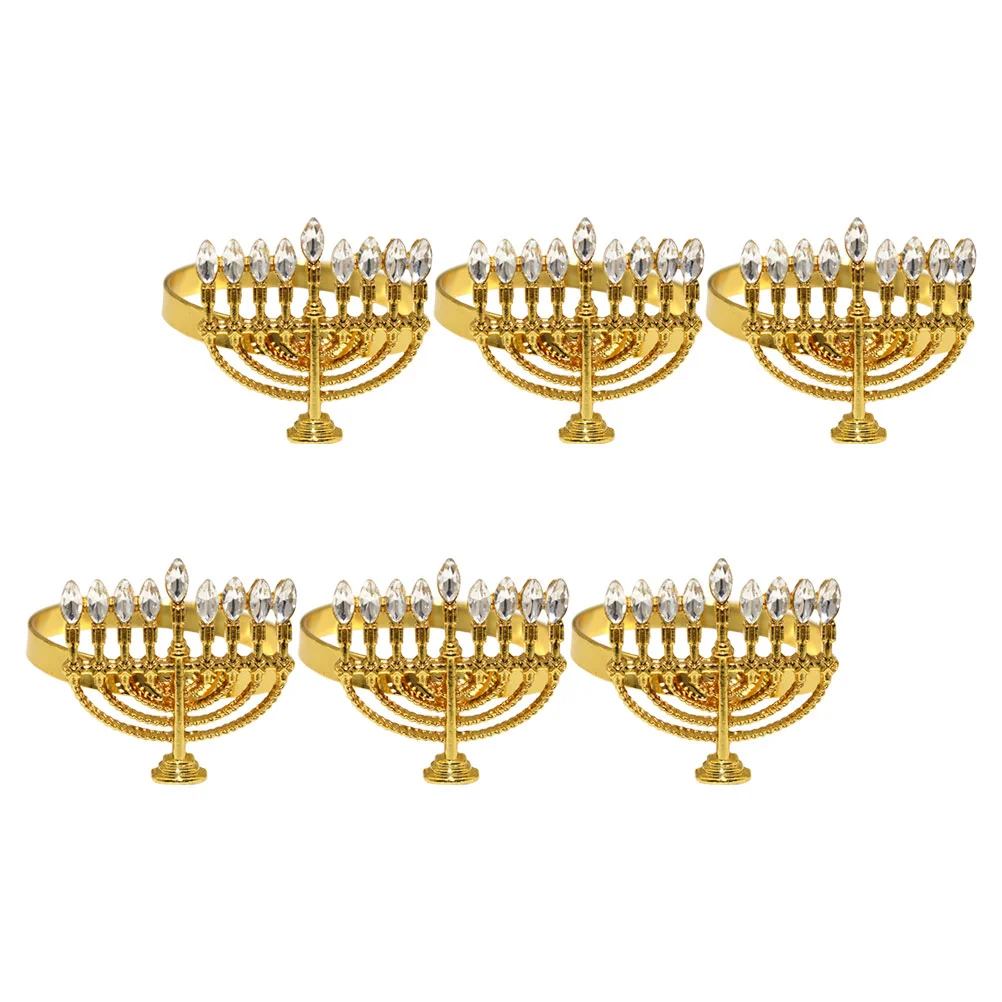 

6 Pcs Napkin Ring Buckle Adornment Grace Serviette Buckles Menorah Alloy Holders