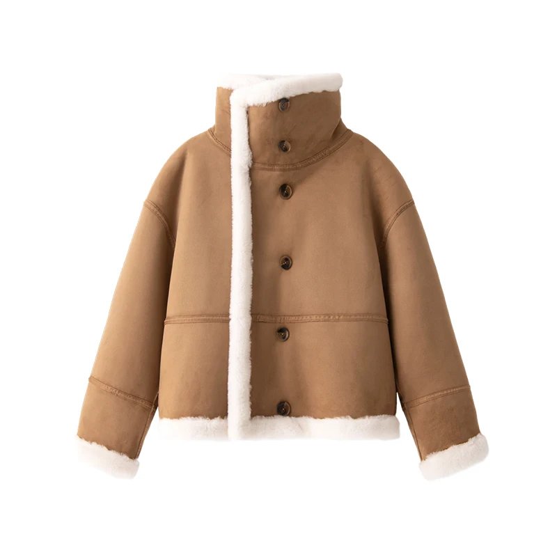 SHUCHAN Wear Both Sides Coat Women Warm Casacos De Inverno Feminino 2022  High Street  Winter  Single Breasted