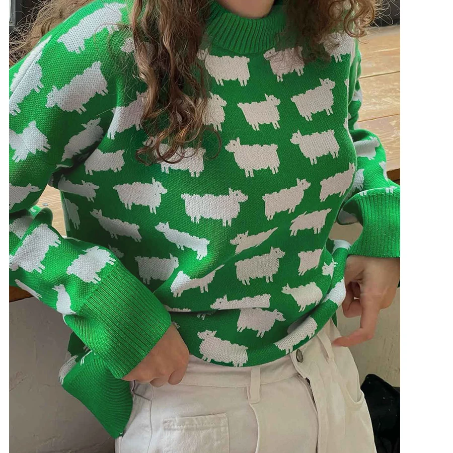 Новинка 2024 высококачественный Женский свободный стильный свитер с мультяшным