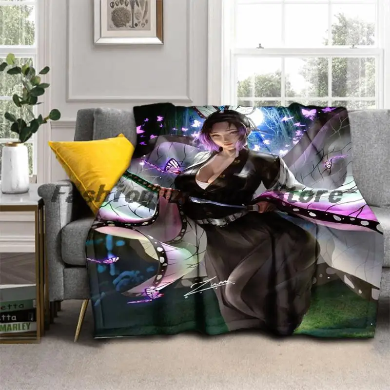 

3D Printed Blanket Devil's Blade Anime Demon Slayer Kimetsu No Yaiba Hentai Soft Plush Fleece Blanket Gift Living Room