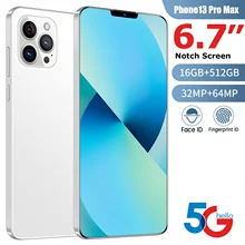 Global Version i13 Pro max 5G Smartphone 6.7 Inch 6800mAh Android 11 16GB+512GB Celular 10 Core Cellphone Unlock Mobile Phone