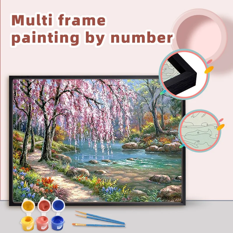 

GATYZTORY Diy Painting By Numbers With Multi Aluminium Frame Kits 60x75cm Stream Arts Crafts Coloring By Numbers Home Decor Gift