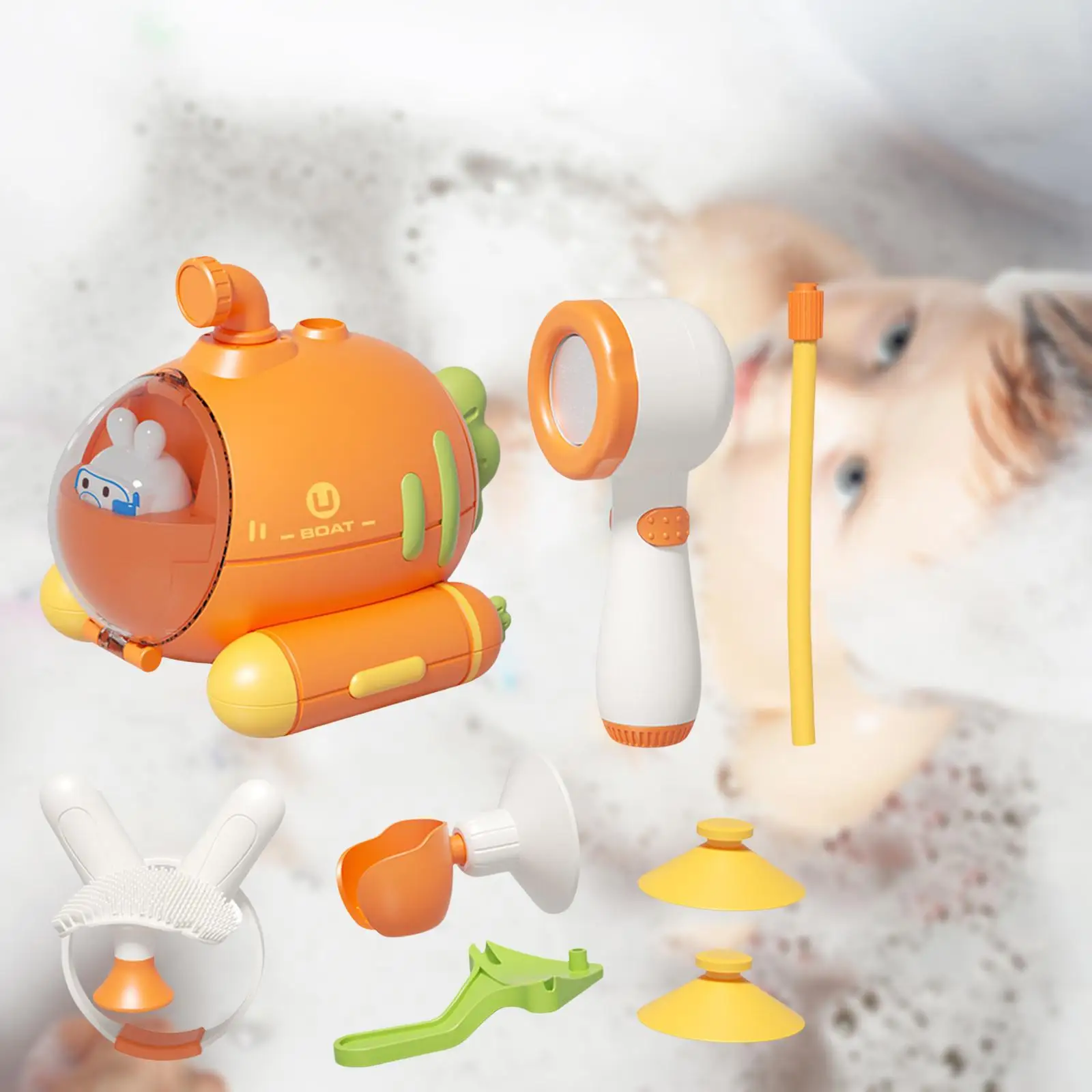 

8Pcs Cartoon Baby Bath Toys Electric Shower Head Water Games for Girls Boys