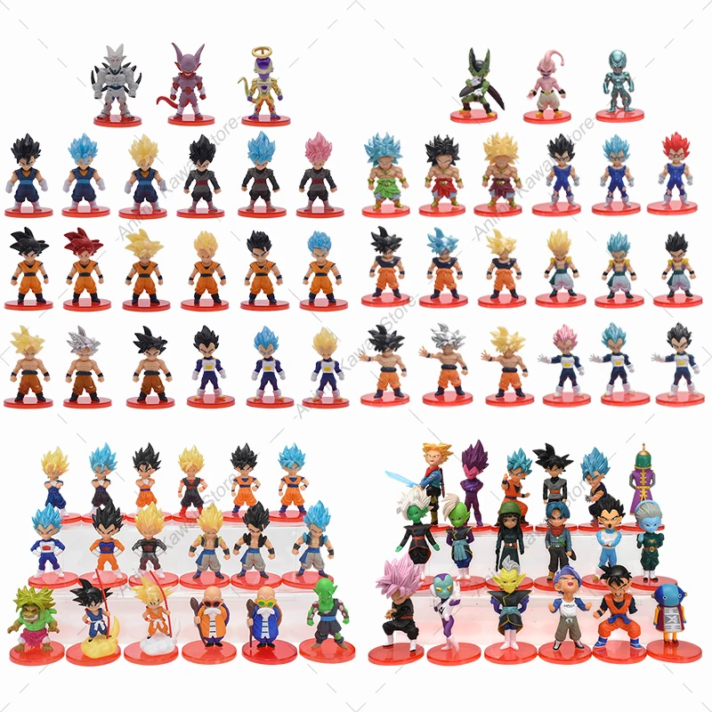 

78 Pcs/Lot Dragon Ball Mini Figure 78pcs/21pcs/18pcs Wholesale Figurines With Base Super Saiyan Goku Gohan Vegeta Q Version Toys