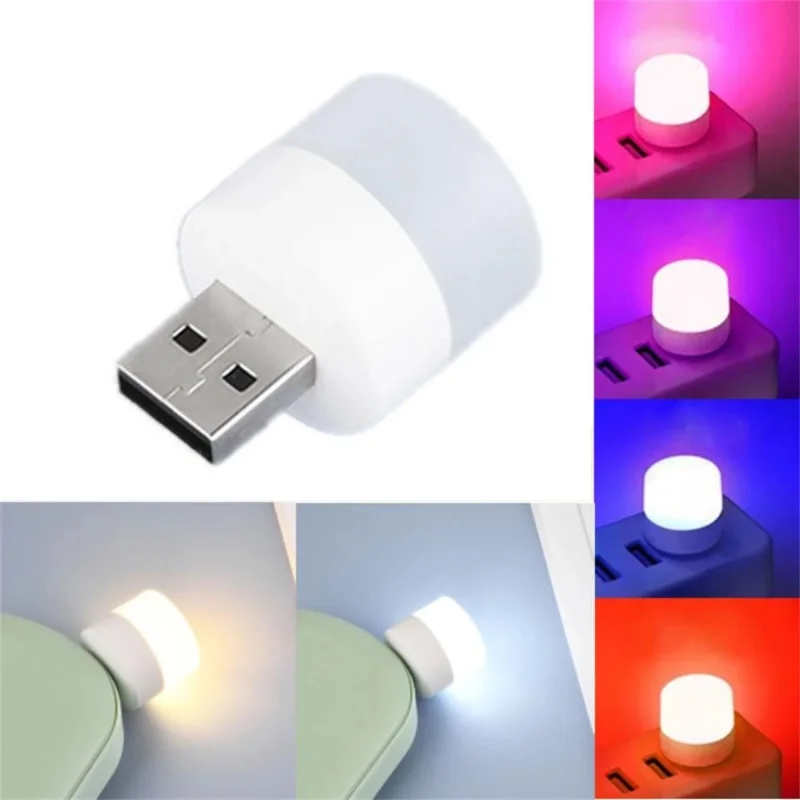 

USB Plug Lamp Eye Protection LED Night Light Festive Gift Charging USB Small Round Book Lamp Bedroom Night Lamp