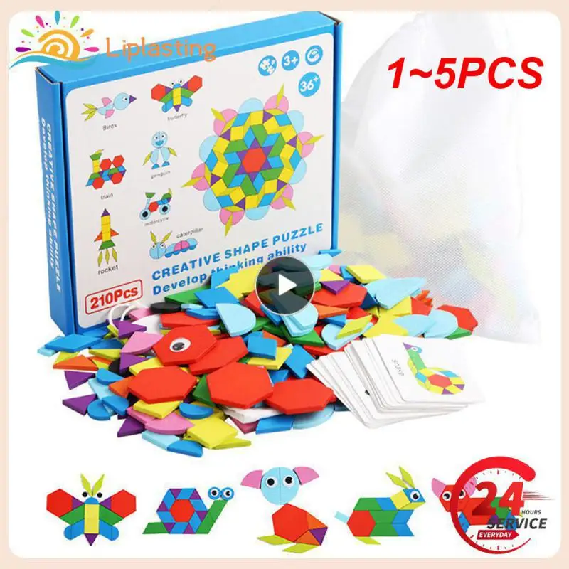 

1~5PCS Kids Wooden 3D Jigsaw Puzzle Clever Board Baby Montessori Educational Learning Toys for Children Geometric Shape Tangram