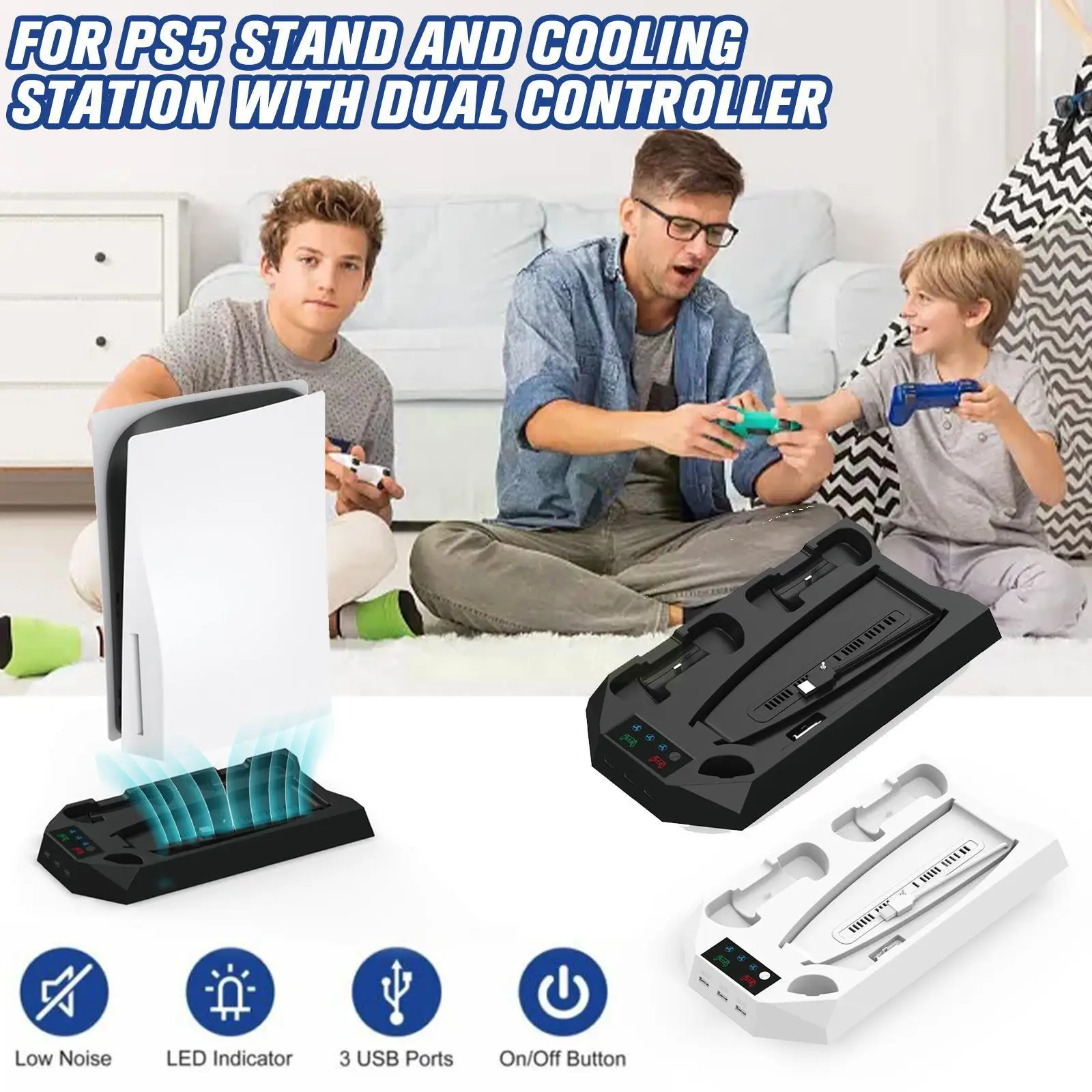 

Для PS5 охлаждающая подставка кулер вентиляторы контроллер Зарядное устройство Док-станция аксессуары игровая зарядная станция S0G1
