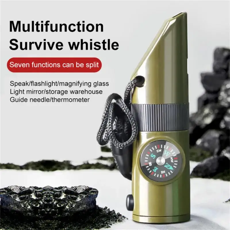 

Life-saving Multifunctional Whistle 7 In 1 High Decibel Multi-function Whistle With Led Light Thermometer Compass Portable
