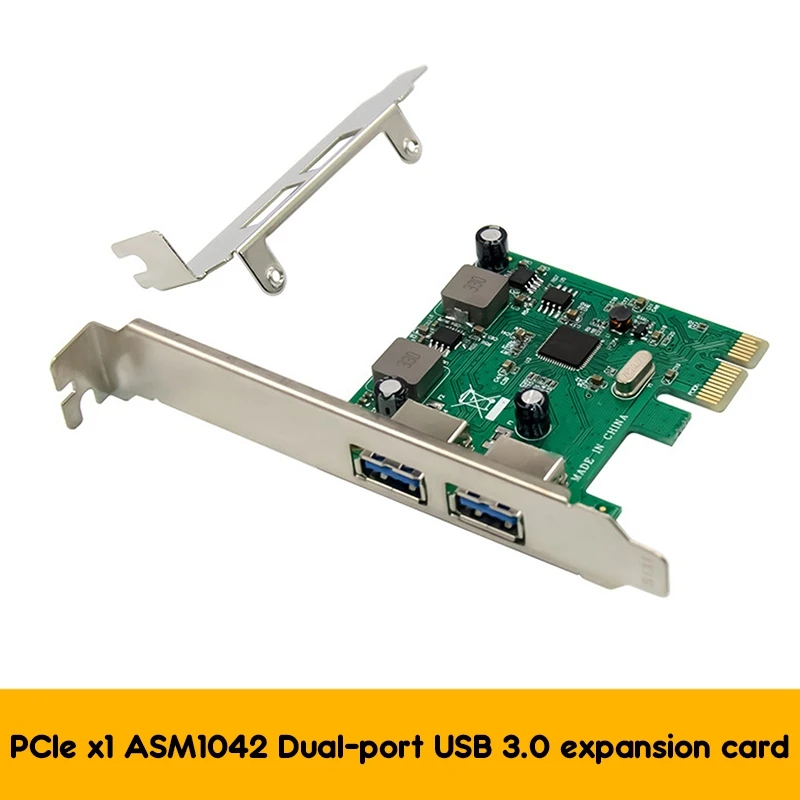 

ASM1042 PCI Express Adapter Card PCI-E X1 Dual-Port USB3.0 Expansion Card 5G Rate Riser Card USB3.0 Conversion Card