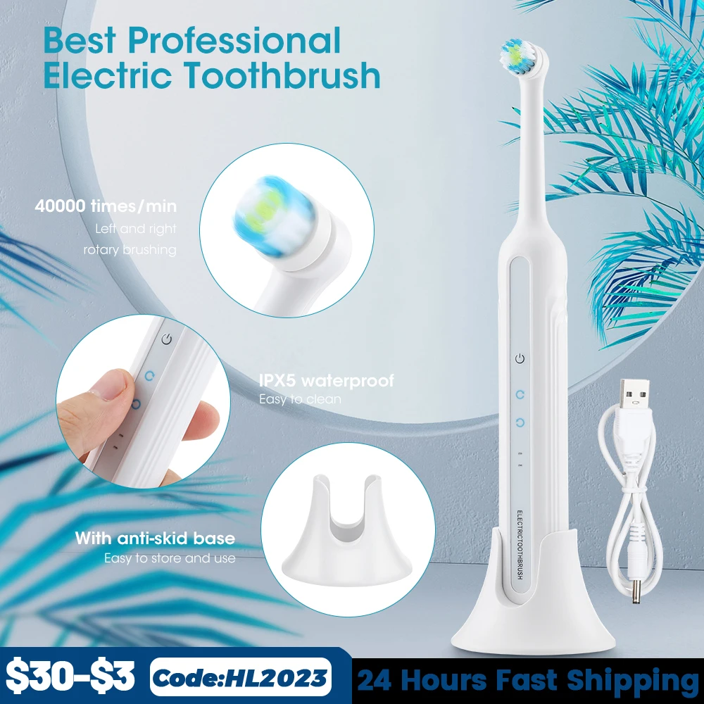 

Adult Electric Rotary Toothbrush Wholesale Household Waterproof Soft Bristle Vibrating Toothbrush Tooth Protection Product Sonic