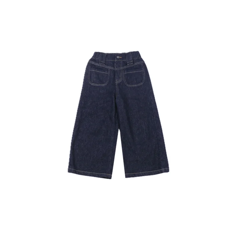 Детские осенние прямые широкие брюки Aimo Beibei в западном стиле с карманами для