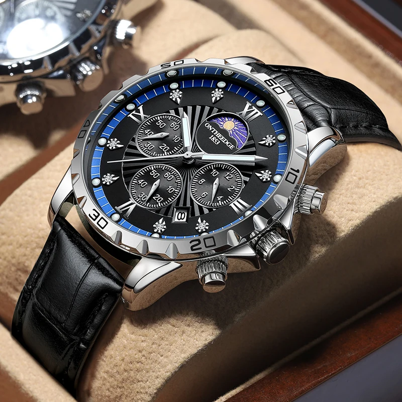 Часы наручные мужские кварцевые с хронографом деловые водонепроницаемые