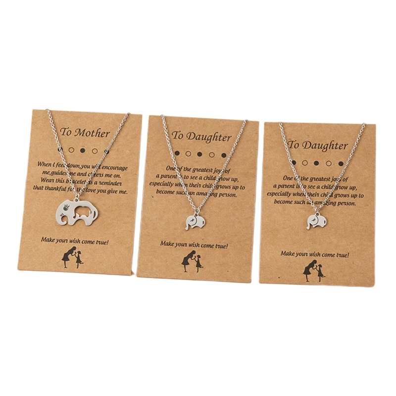 

Mother Daughter Necklace Set for 3 Elephant Patten for Parties Parenting Photo Video Shoots Symbolize Good Luck Strength