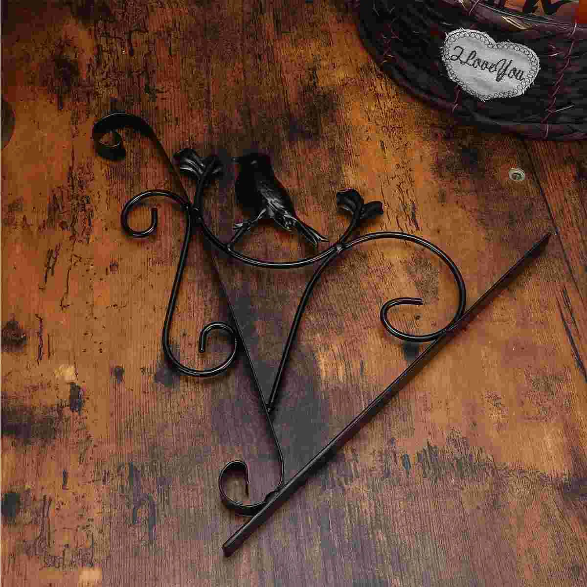 

Hanging Flower Stand Wrought Iron Frame Home Garden Support Flower Stand Wall Hanging Flower Pot on Balcony(Black)