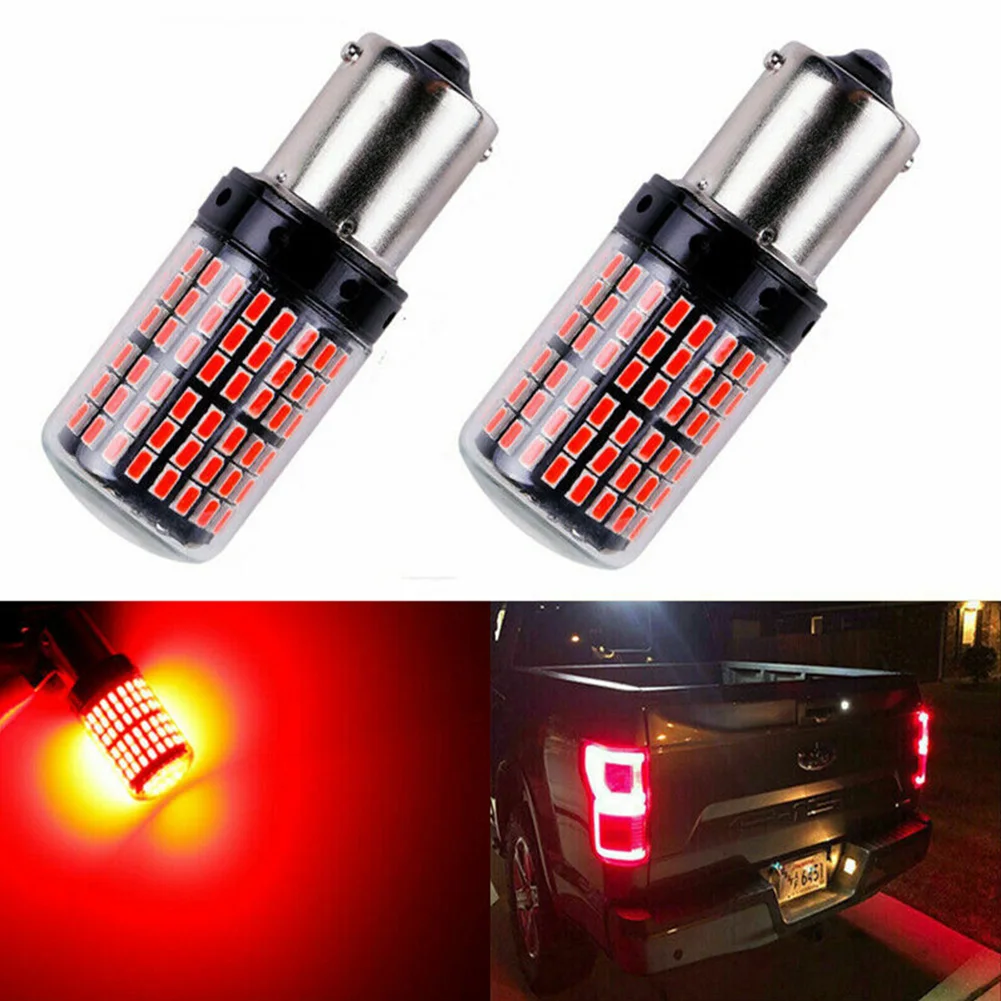

2pcs BA15S P21W 1156 144LED Reversing Brake Light Turn Signal Bulb Canbus 12V-24V Amber/Red/White Car Tail Light Bulb