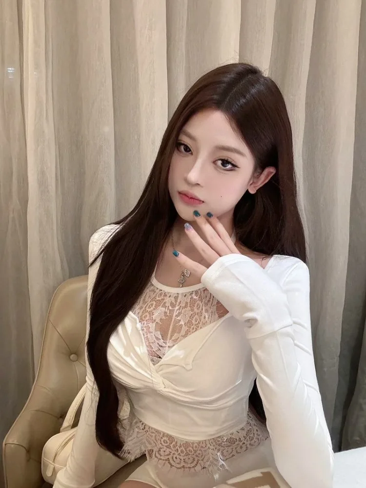 Сексуальный кружевной жилет женские топы + Y2k облегающие белые футболки с