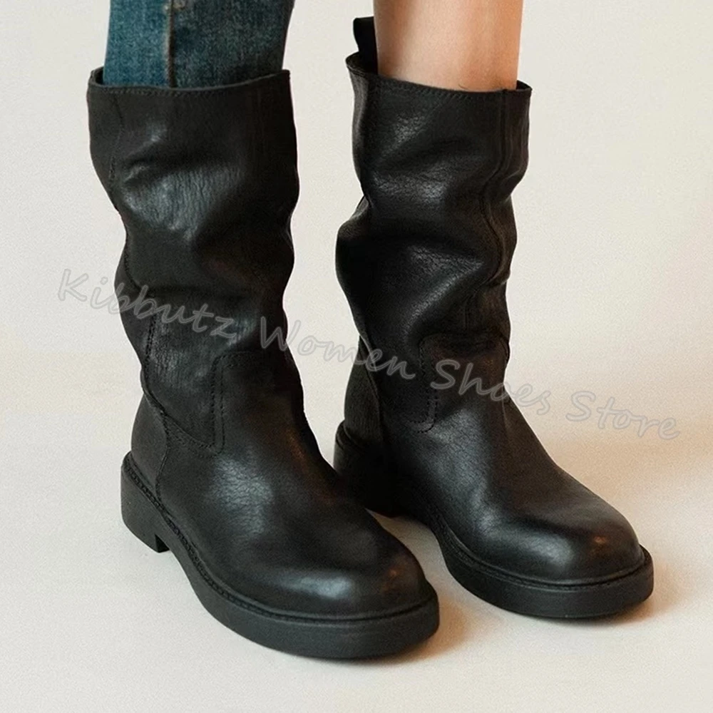 Плиссированные ботильоны из натуральной кожи роскошная модная элегантная