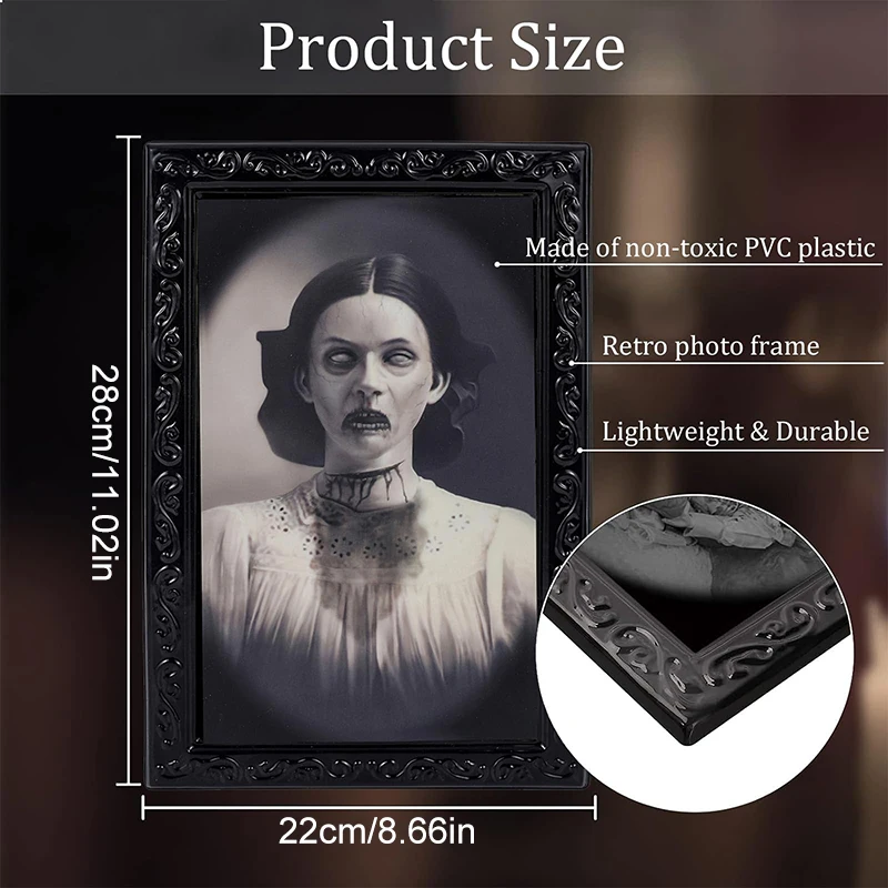 3D фоторамка с призраками 28x22 см картинки ужасами на Хэллоуин фоторамки