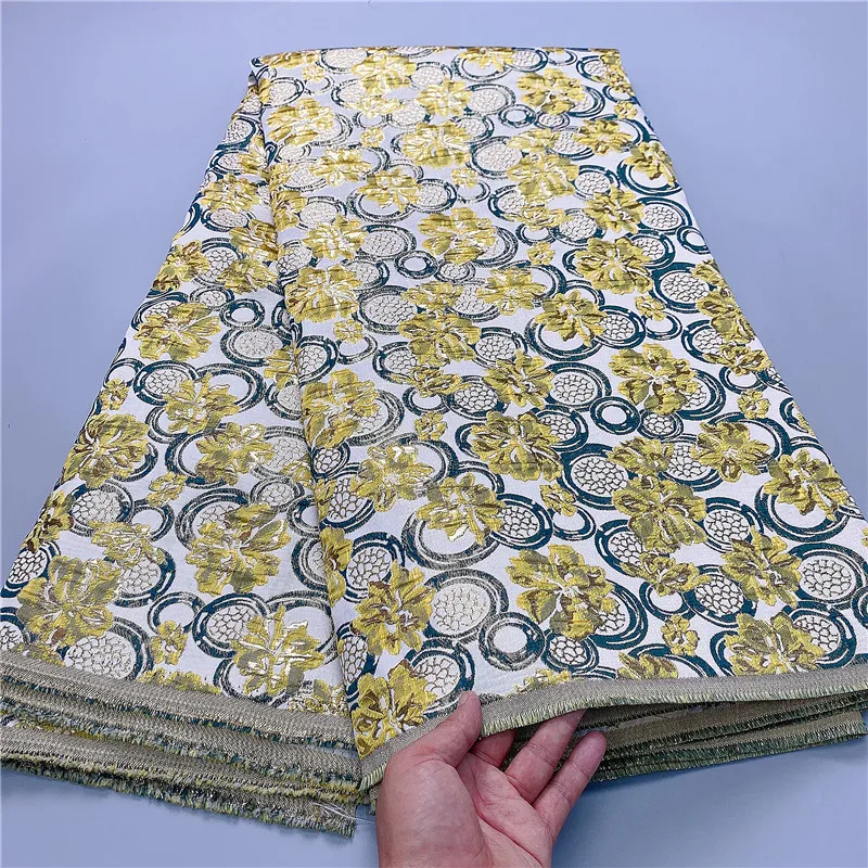 

Gold Brocade Lace Fabric With New Material African Jacquard Lace Fabric High Quality Nigerian French Tulle For Wedding Party