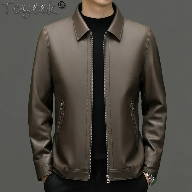 Tcyeek куртка из натуральной кожи мужская весенне-осенняя одежда мужские пальто