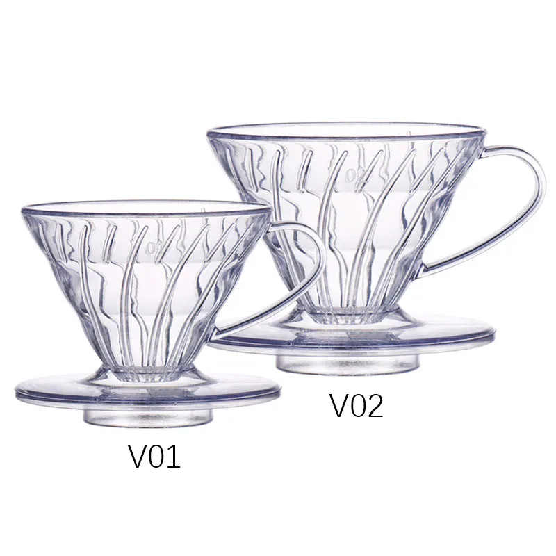 

V60 Coffee Dripper Resin Coffee Filter for Pour Over Barista Coffee Brewing V01 V02 Coffee Funnel Filter Cup 1-4Cups