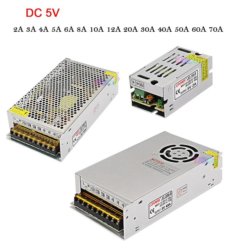 

DC 5V Power Supply 2A 3A 4A 5A 6A 8A 10A 12A 20A 30A 40A 50A 60A 70A Switch Transformer adapter for WS2812b 5V LED Strip Light