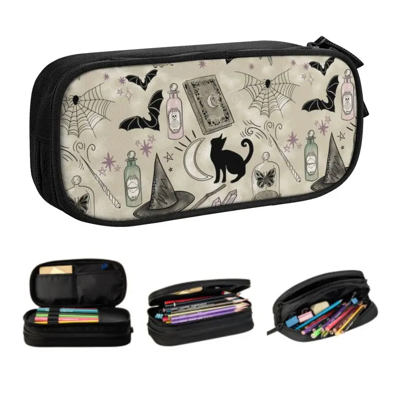 Пеналы с рисунком ведьмы кошки для мальчиков и девочек большая емкость футляр