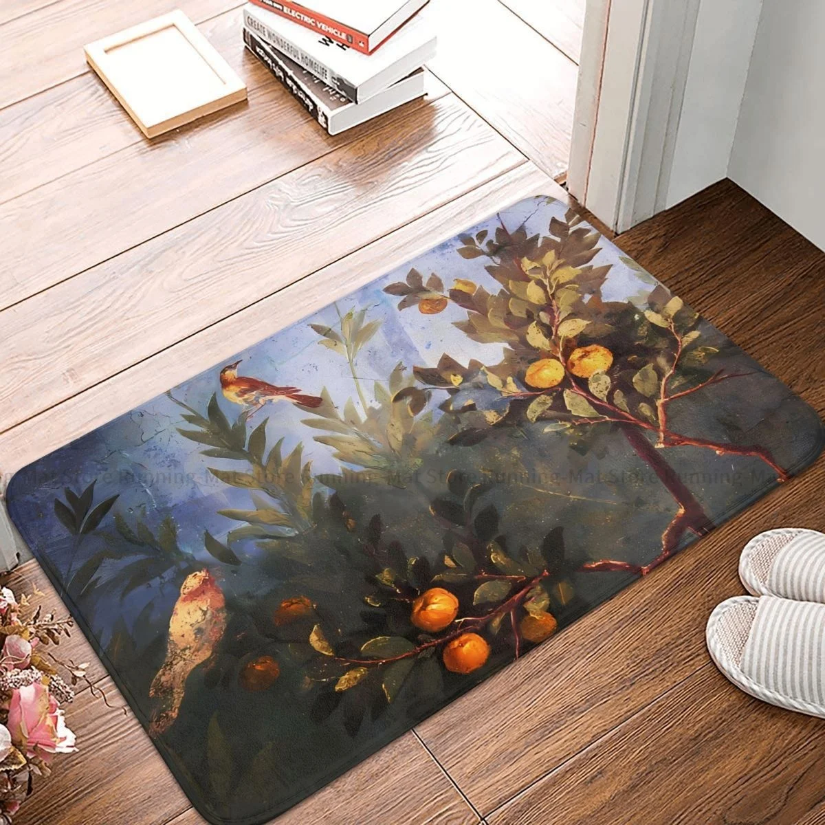 

Римский нескользящий напольный коврик с рисунком цветов, сада, летающих птиц, над хинами, деревьями, напольный ковер, коврик для входной две...