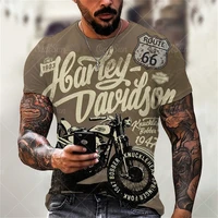 3d printed t shirt summer fashion route route 66 motorcycle pattern mens street personality round neck top short sleeve