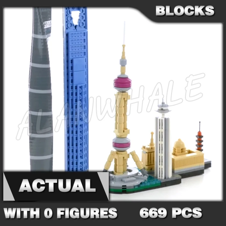 

669pcs Architecture Skyline Modern Shanghai Oriental Pearl Tower Bund Area 17009 Building Blocks Sets Compatible With Model