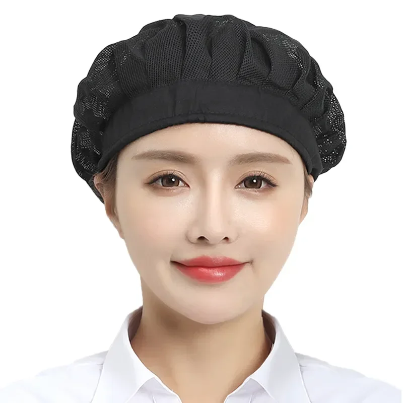 

Service Hat Work Restaurant Black Workshop Net Cook Baking Kitchen Cap Bakery Canteen Work Adjustable Hats Caps Breathable Food