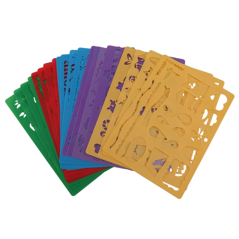 

20 Pcs Children Christmas Halloween DIY Drawing Stencils Hollow Board Set For Kids Plastic Painting Template