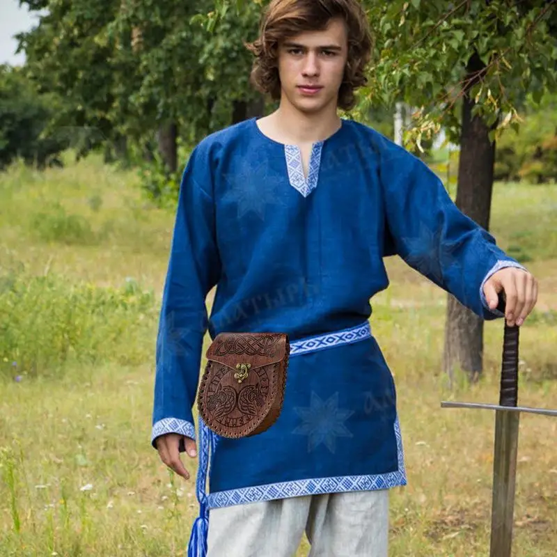 Renaissance Bag Nordic Embossed Belt Bag Renaissance Costume Accessories LARP Waist Bag Cosplay Coin Purse Retro Medieval