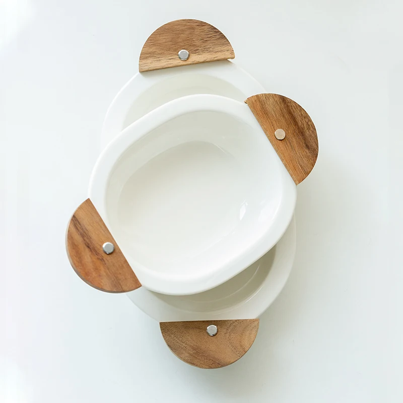 Креативная керамическая посуда овальная бинауральная деревянная тарелка из
