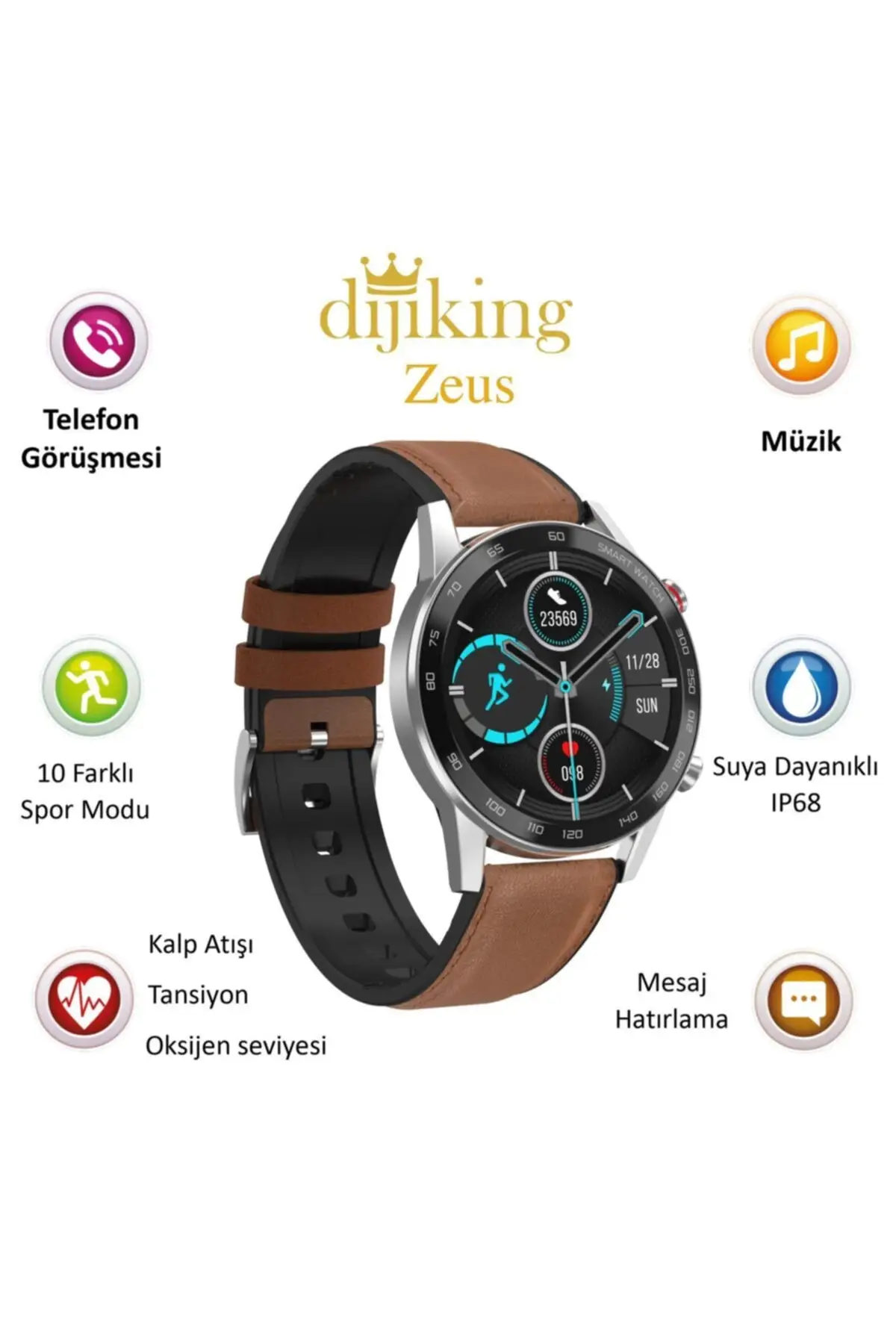 Смарт-часы Zeus D95 с водонепроницаемым кожаным шнуром