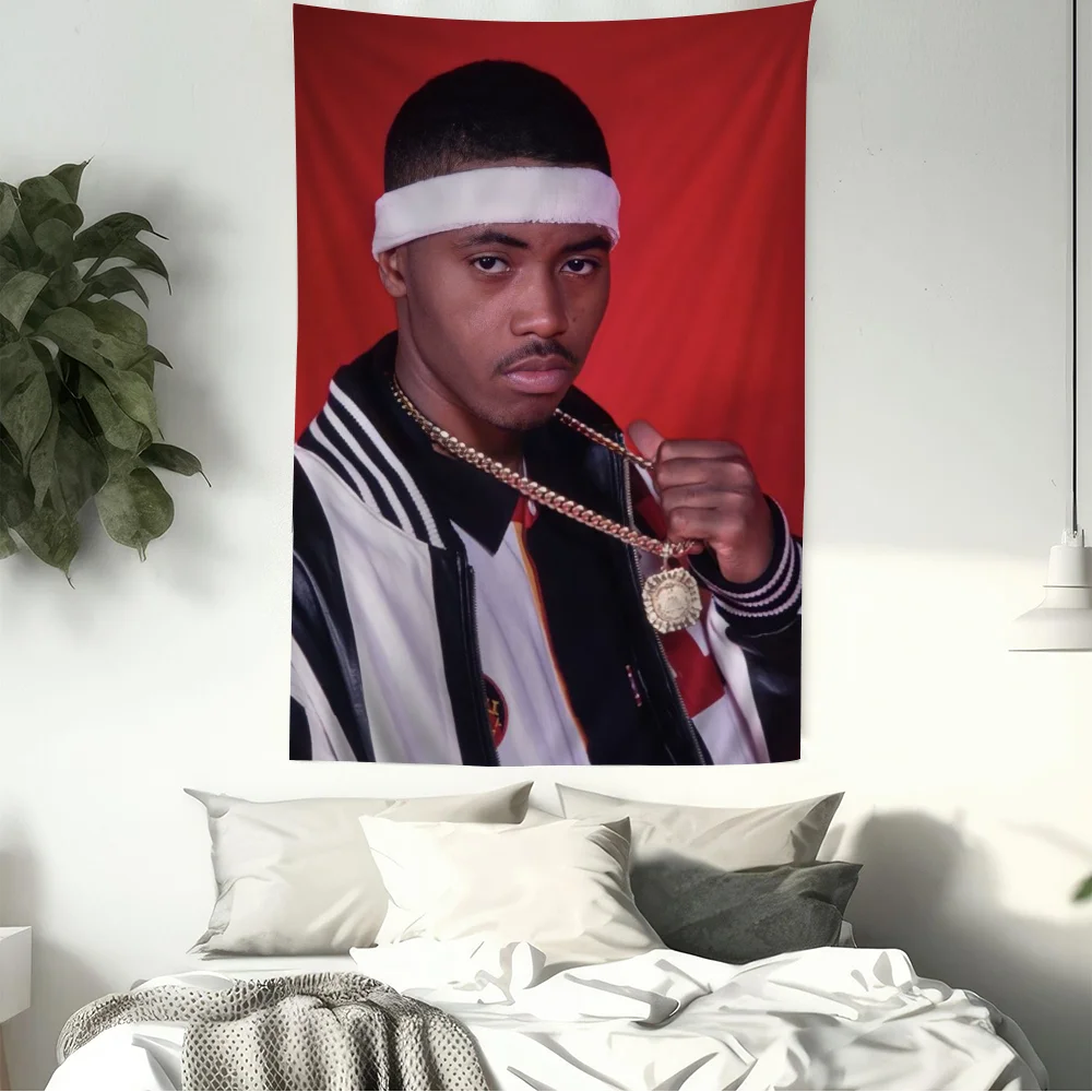 Hip Hop Rapper Rockstar NAS Printed Large Wall Tapestry Cheap Hippie Hanging Bohemian Tapestries Mandala Home Decor