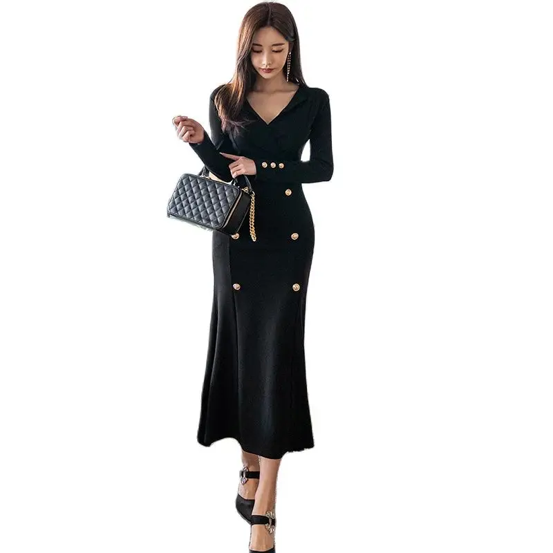 

Платье женское весеннее, тонкое, длинное, в Корейском стиле