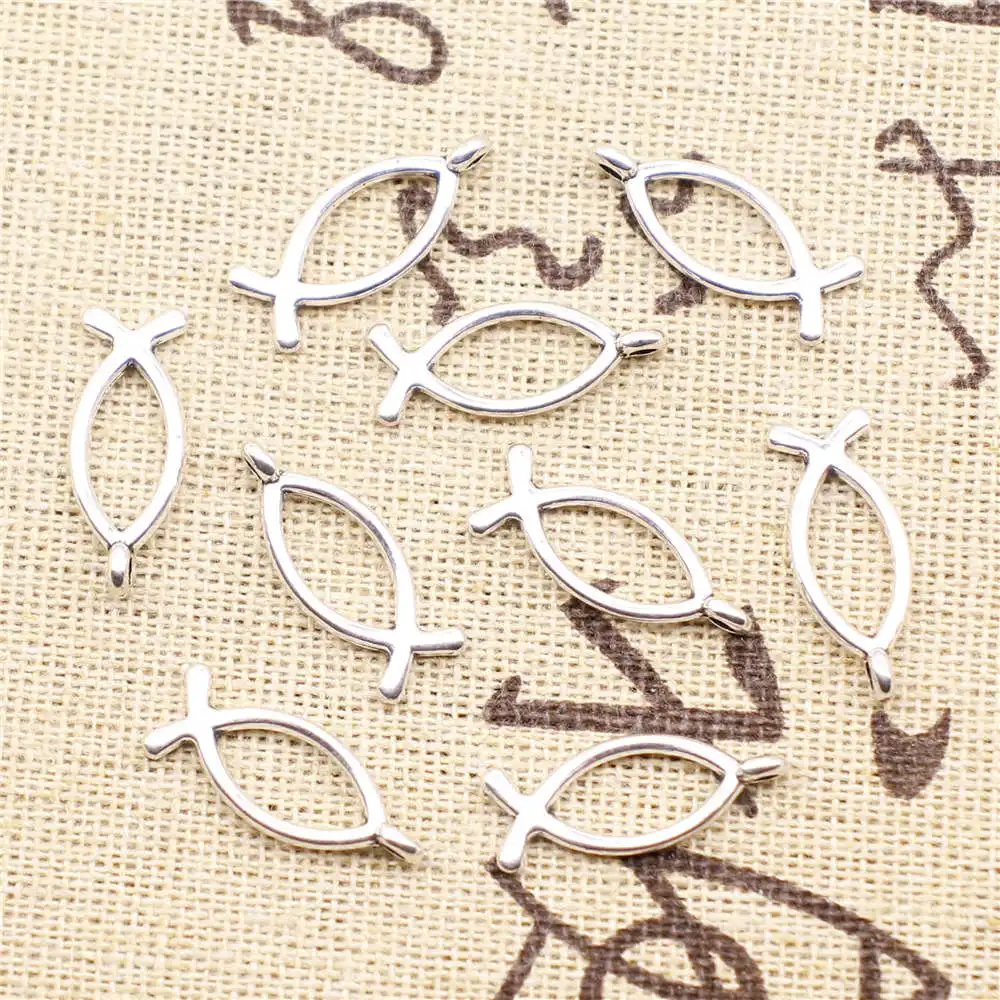 

Jesus Fish Charms Jewelri Pendant Craft 8X20mm Antique Silver Color 30 Pieces