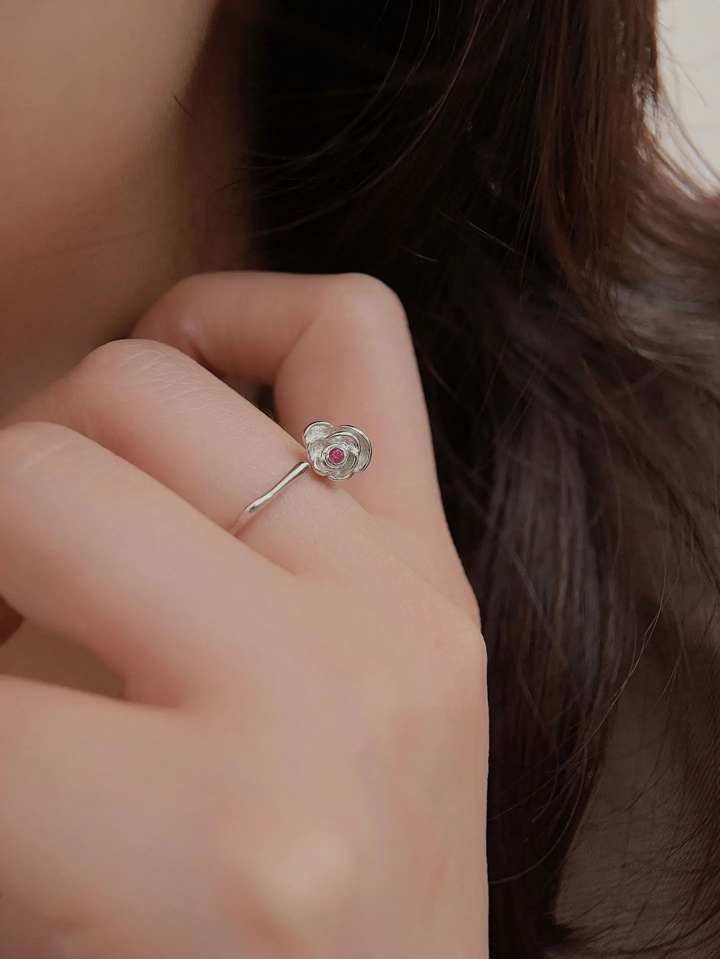 

European and American Fashion New S925 Sterling Silver Light Luxury Men's and Women's Rings Flower Branch Advanced Art Open Ring