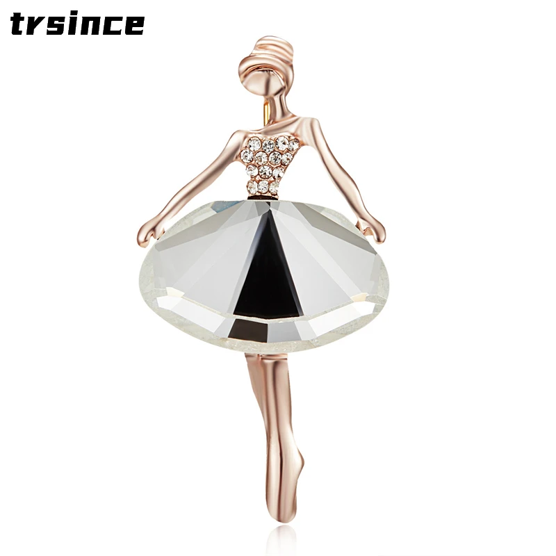 

Luxurious and Delicate Ballet Dancer Girl Brooches Pins Transparent Crystal Exquisite Jewelry for Lady Corsage Accessories