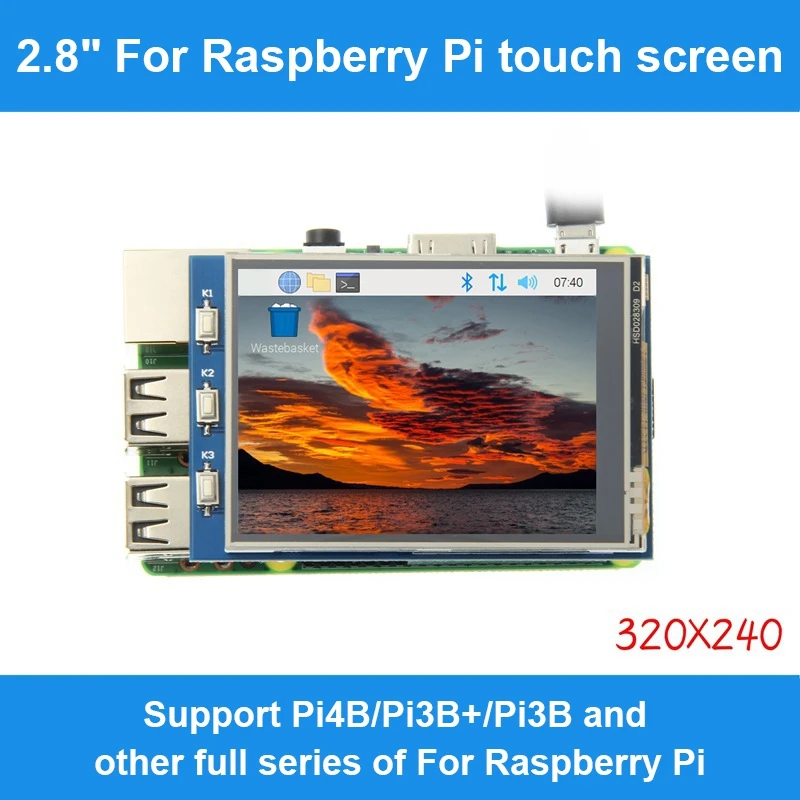 

2,8 дюймовый TFT-экран, сенсорный экран 320X240 SPI, ЖК-экран, модуль для Raspberry Pi 3B +/4B