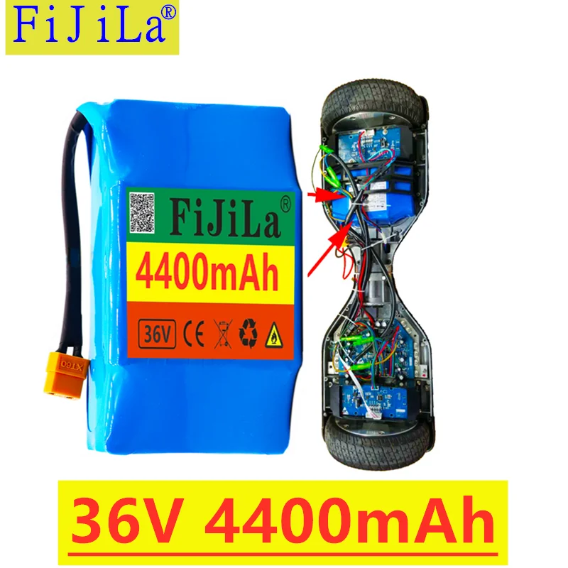 

100% New 10S2P 36v Lithium Ion Battery 4400 MAh 4.4 AH Battery Pack for Electric Self-suction Hoverboard Unicycle