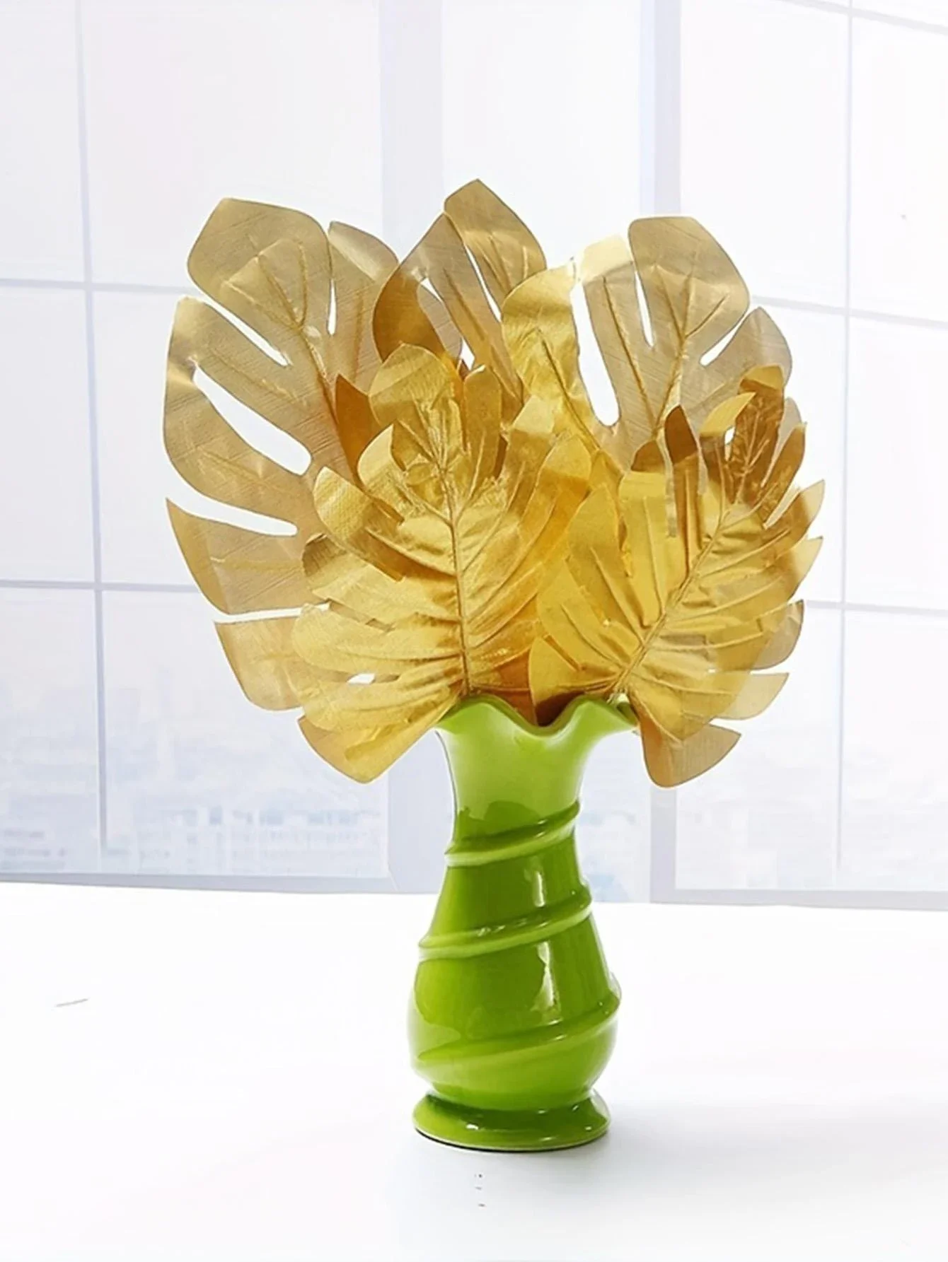 10 шт. золотые искусственные Пальмовые Листья для украшения свадебной вечеринки