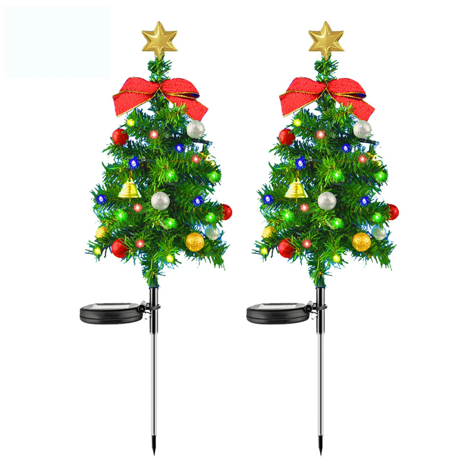 

Outdoor Christmas Tree Lights Solar LED Fourcolor Ground Lights Upgrade Snowy Design Perfect for Garden Decor