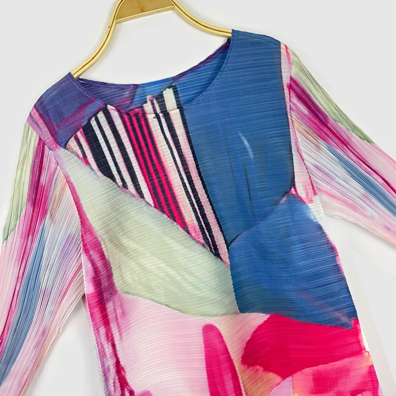 Painting Print Dress For  Women's Dress 2022 New Pleated Loose Slim Long Dress